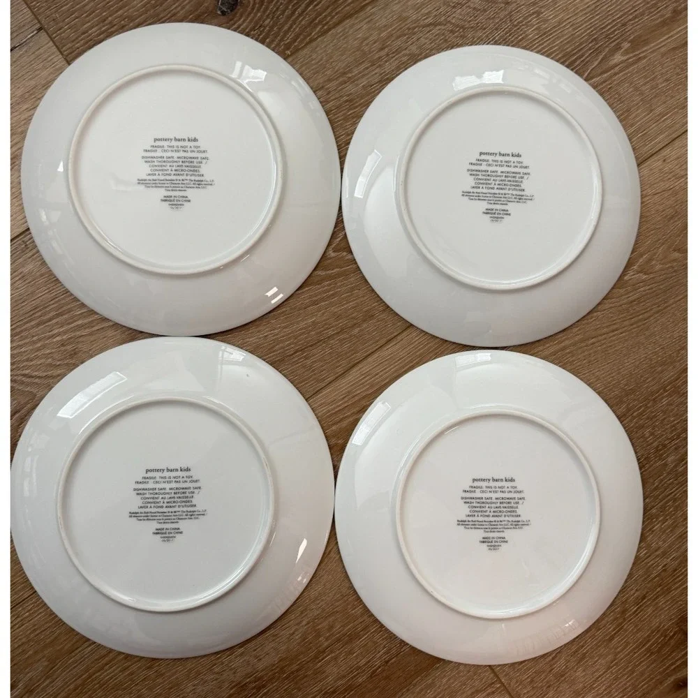 Pottery Barn Kids Rudolph Santa Ceramic Christmas Plates Set of 4 9.5